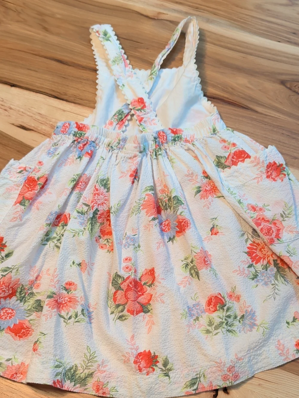 GAP White Dress with Coral and Green Floral Print